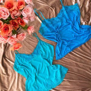 2 FOR $22 Aqua & Teal Textured Tank Top Duo